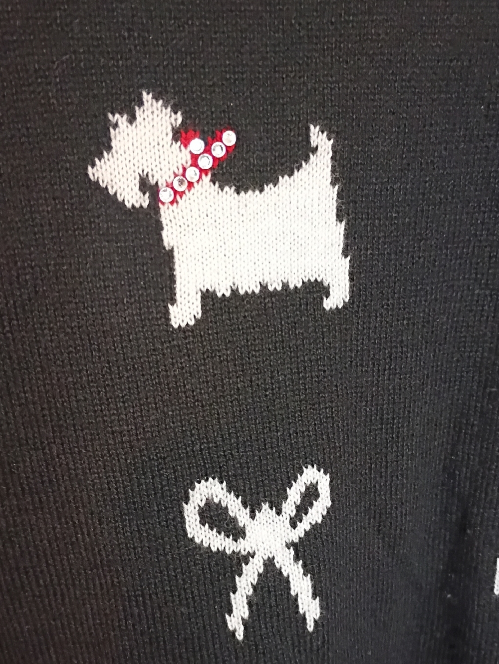 Charter Club Whimsy Scottie Dog And Bows Black Sweater Size XL New With Tags - Picture 3 of 7